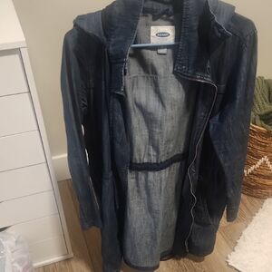 Old NAVY Chambray Dark Blue Hooded Jacket